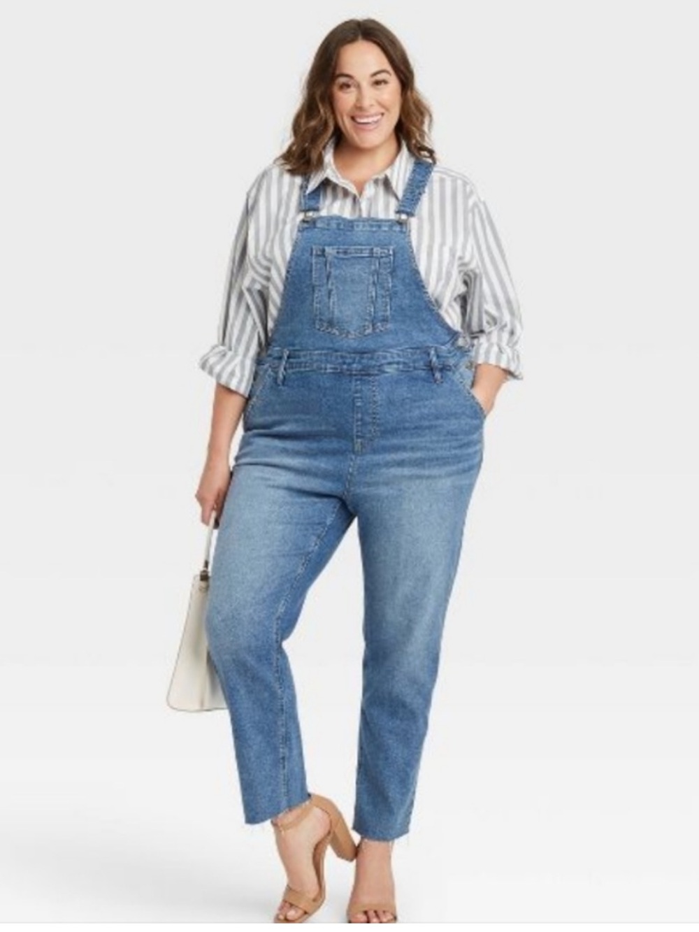 Ava & Viv Plus Size Overalls Blue Denim Raw Hem size 22W